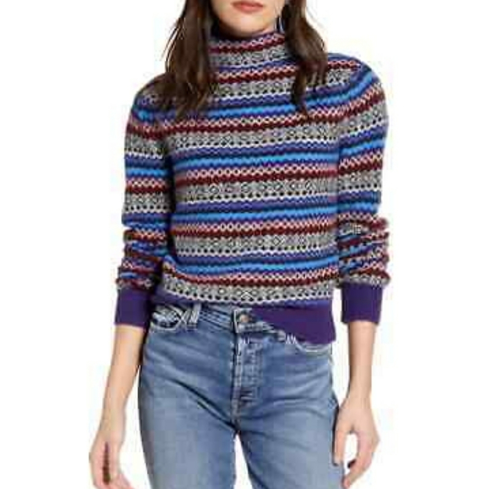 NEW Treasure & Bond Fair Isle Funnel Neck Sweater
